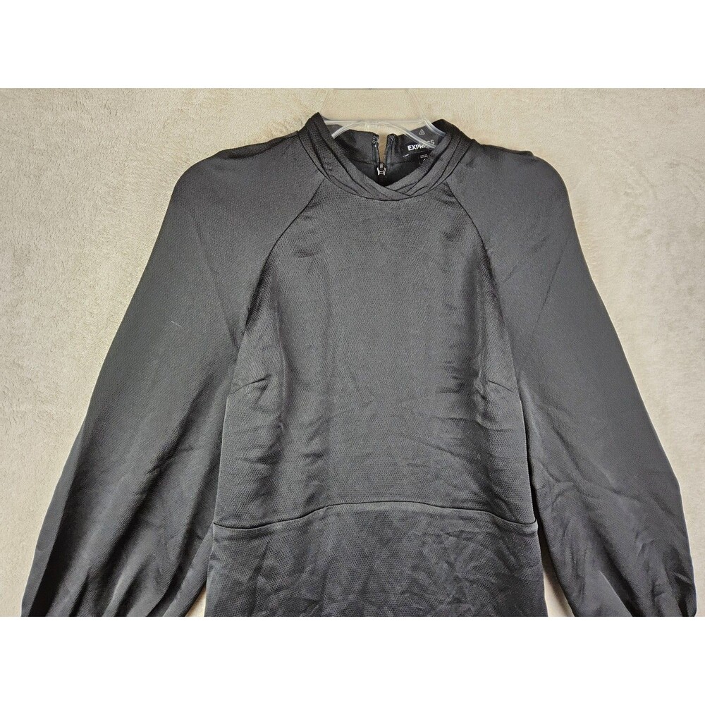 Express Women's Long Sleeve High Neck Goth Black Dress Size M - Picture 4 of 5